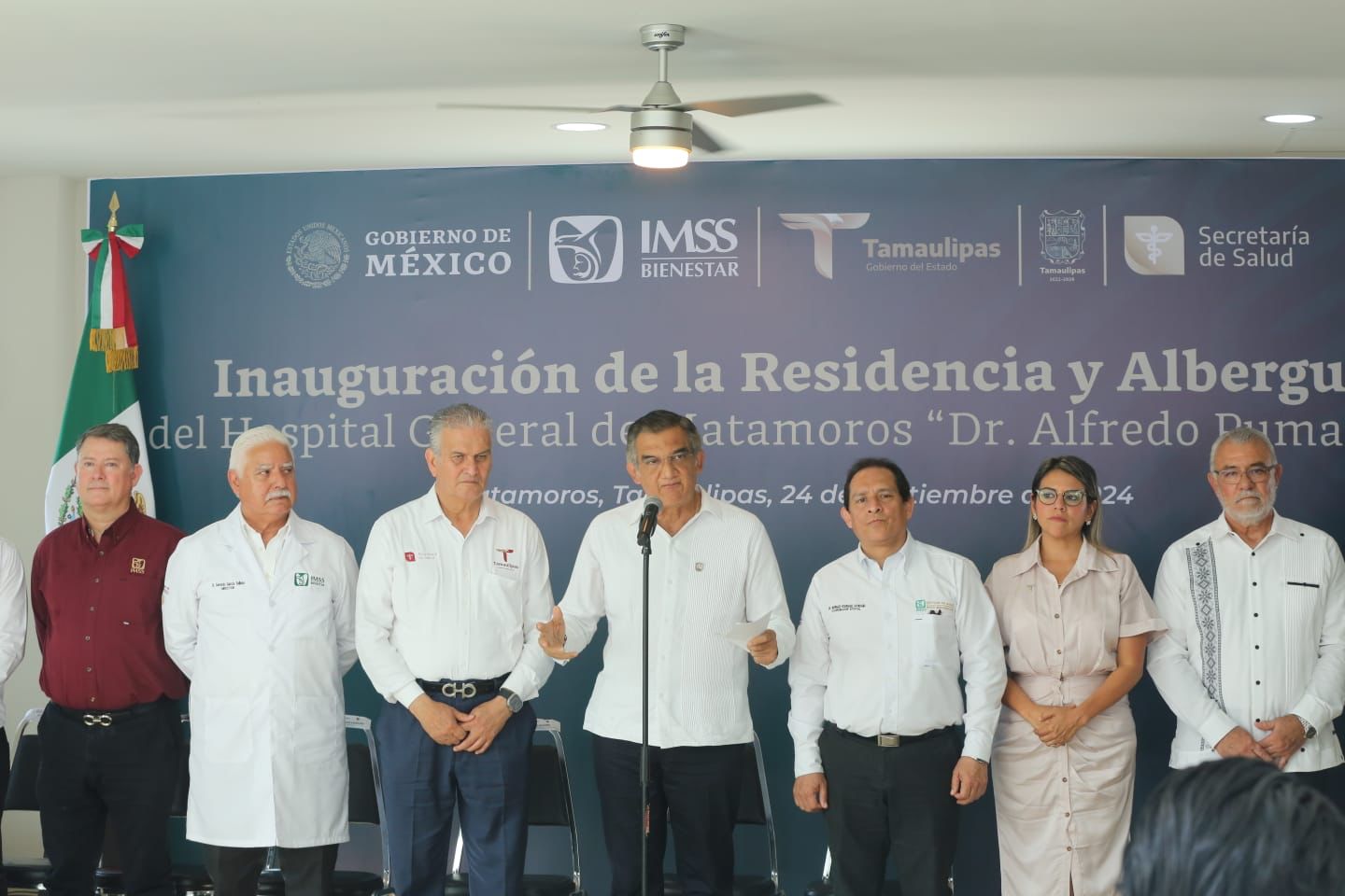 Inaugura Américo albergue y residencia en hospital de Matamoros durante enlace con el presidente AMLO