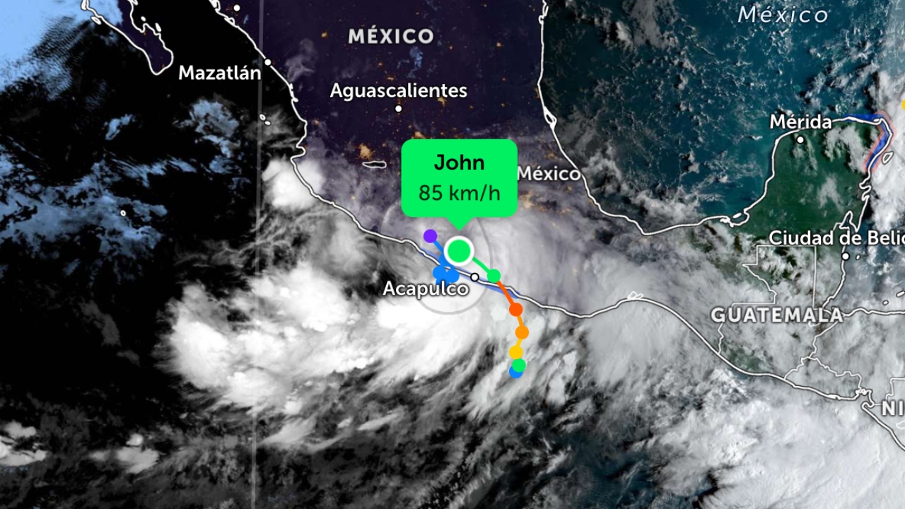 Se degrada ‘John’ a tormenta tropical; se prevén lluvias extraordinarias en Guerrero y Oaxaca