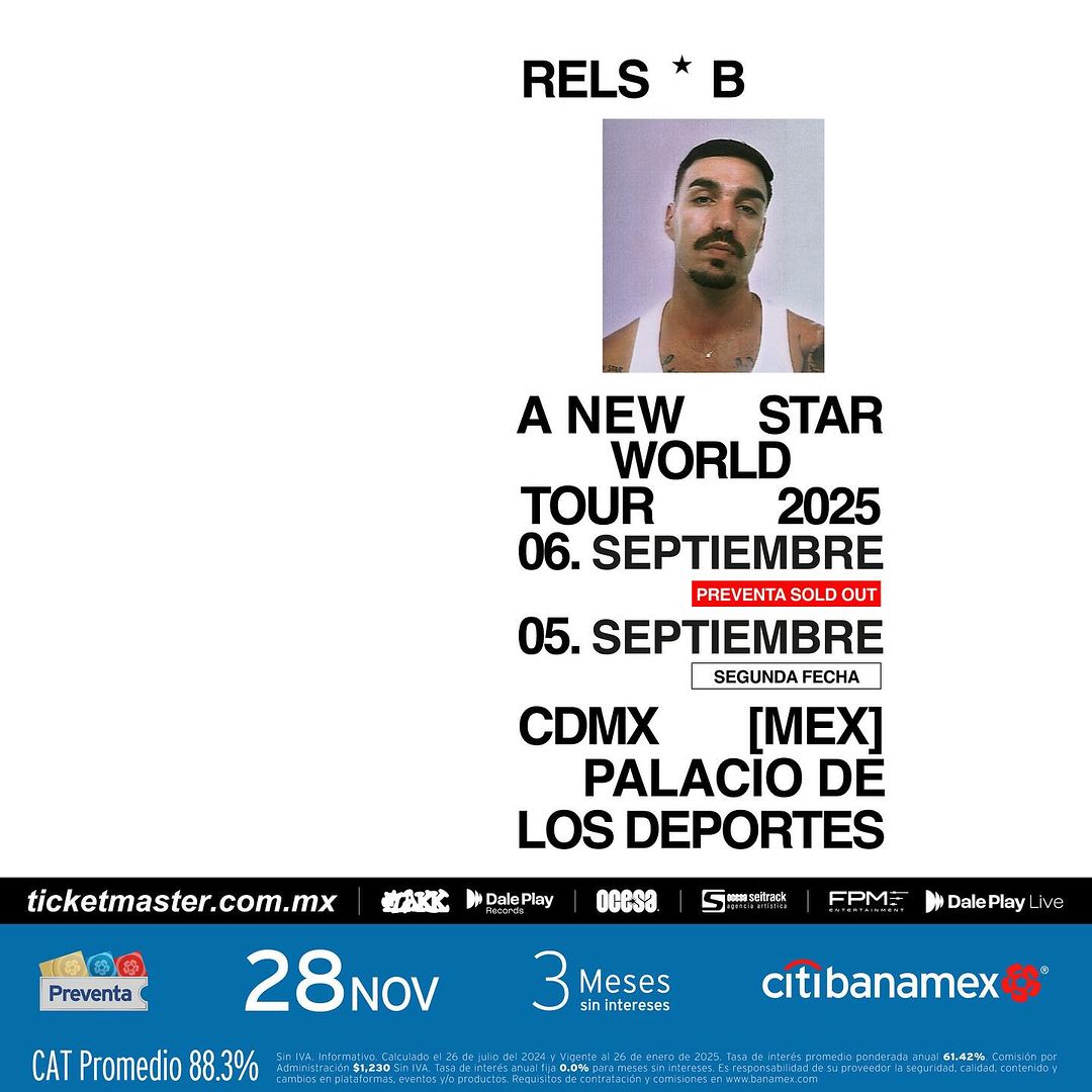 RELS B ABRE SEGUNDA FECHA PARA A NEW STAR WORLD TOUR EN CDMX