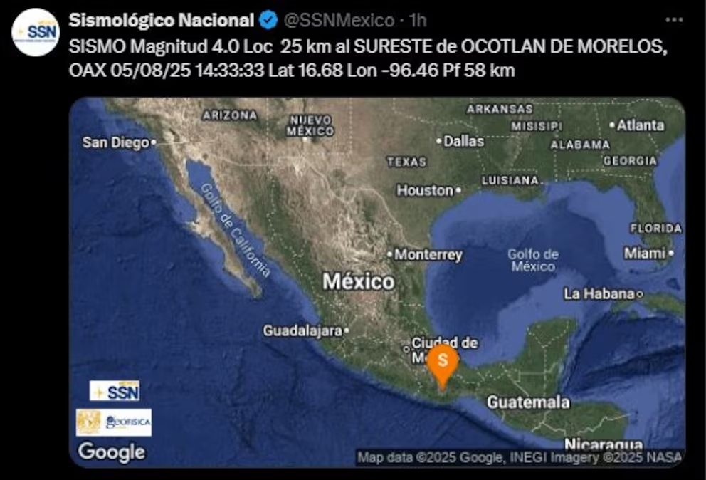 Sismos sacudieron Oaxaca y Chiapas; no se reportaron daños mayores