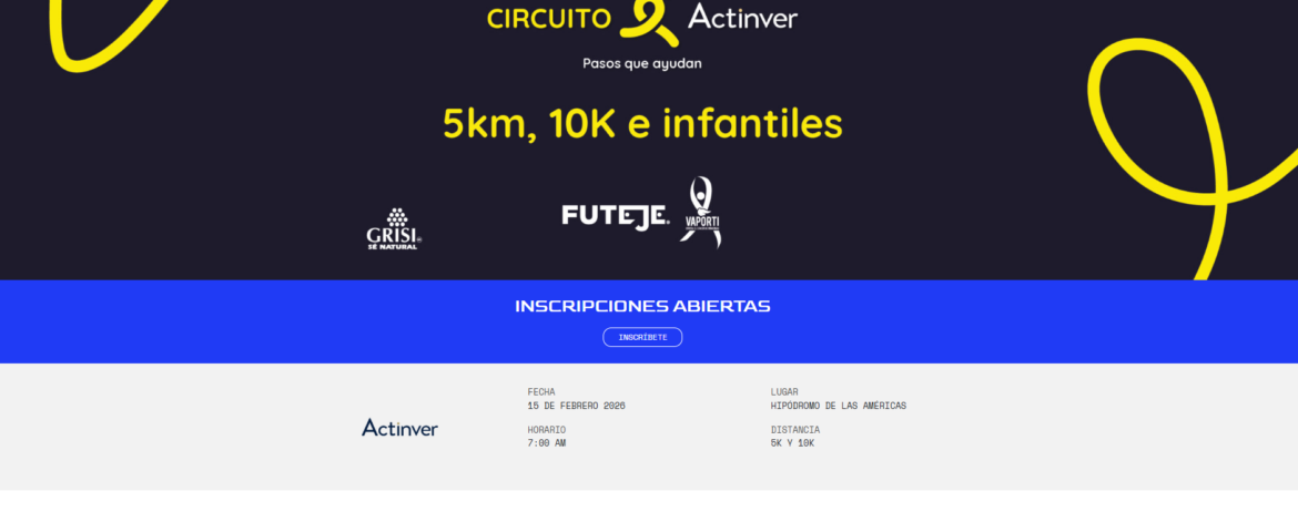 CIRCUITO ACTINVER 2026: KILÓMETROS QUE IMPULSAN CONCIENCIA, PREVENCIÓN Y SOLIDARIDAD ANTE EL CÁNCER COLORRECTAL Y DE PÁNCREAS