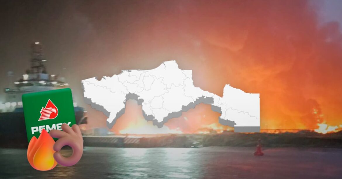 Incendio en barda perimetral de la Refinería Olmeca en Dos Bocas